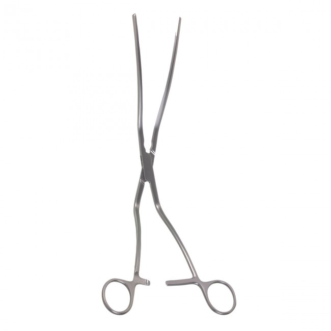 Cherry Supraceliac Clamp, Shanks Curved 60 Degrees, Debakey 2 X3 Teeth, Jaws 5 3/4", Curved, 12 1/2" (31.0 Cm)